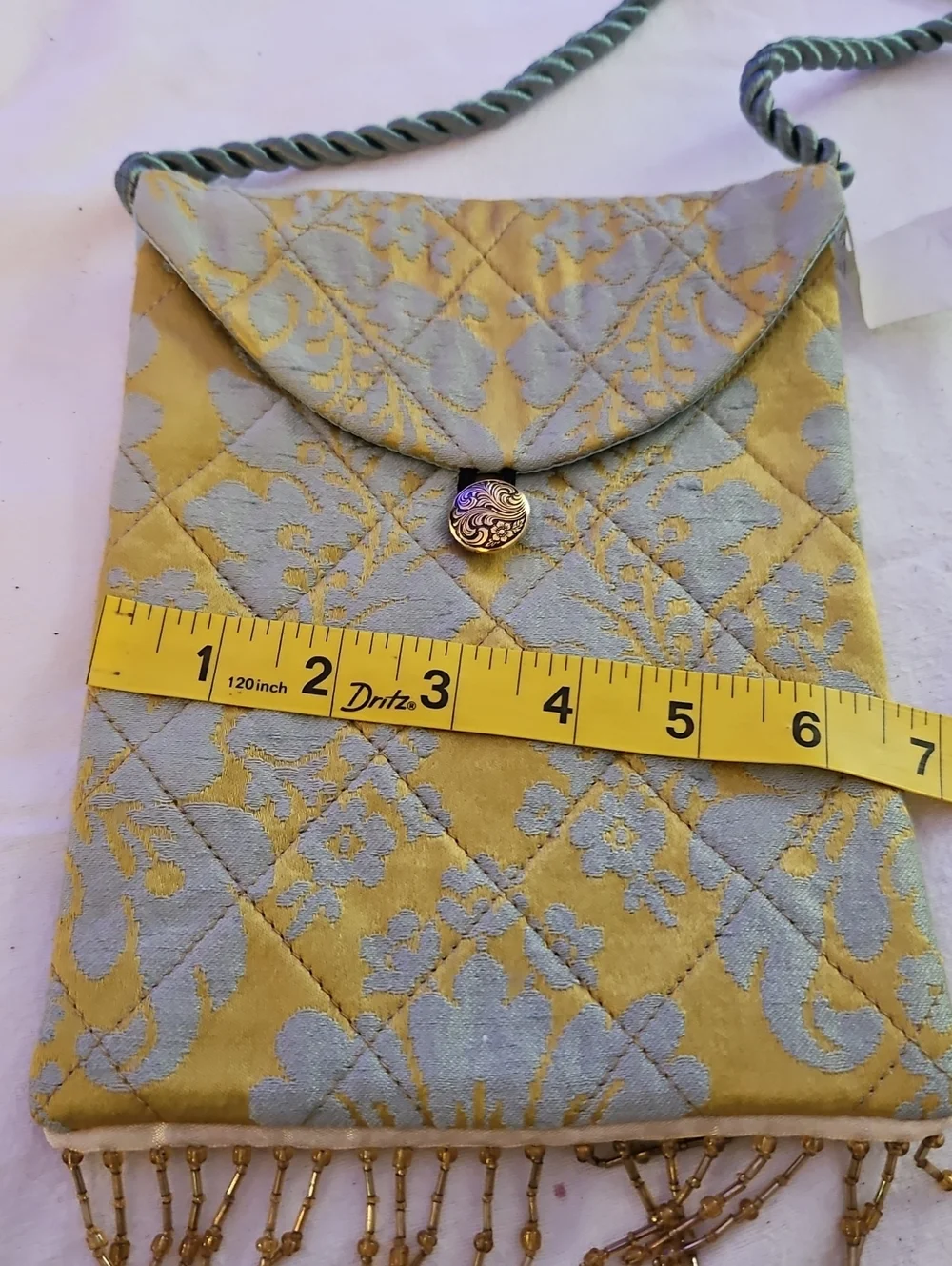 Tarot Bag Vintage Floral Beaded Fringe Purse Ooak